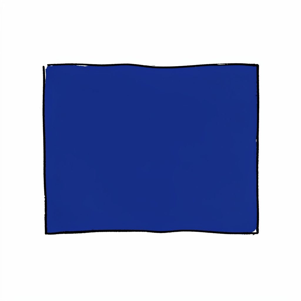 Hand-drawn ink illustration of a simple phone receiver shape with sound lines around it, drawn in deep blue ink with a small red accent, on a white background